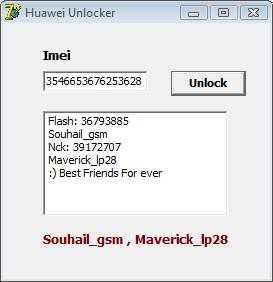 Huawei E1550 Unlocker - Note the flash code and the unlock code