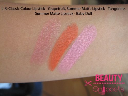 Innoxa Classic Colour Lipstick - Grapefruit, Summer Matte Lipstick - Tangerine; Summer Matte Lipstick - Baby Doll Innoxa Classic Colour Lipstick - Grapefruit, Summer Matte Lipstick - Tangerine; Summer Matte Lipstick - Baby Doll