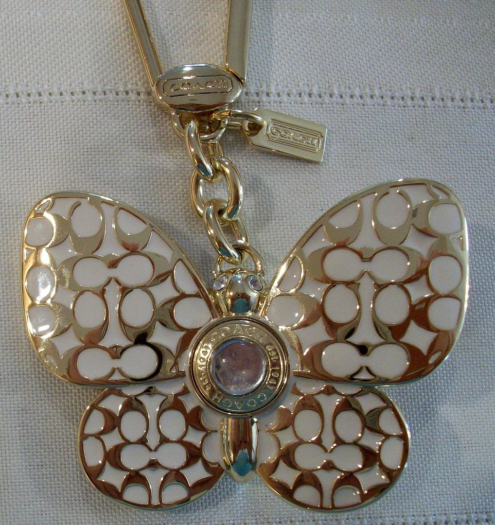 92794 butterfly charm gold white front