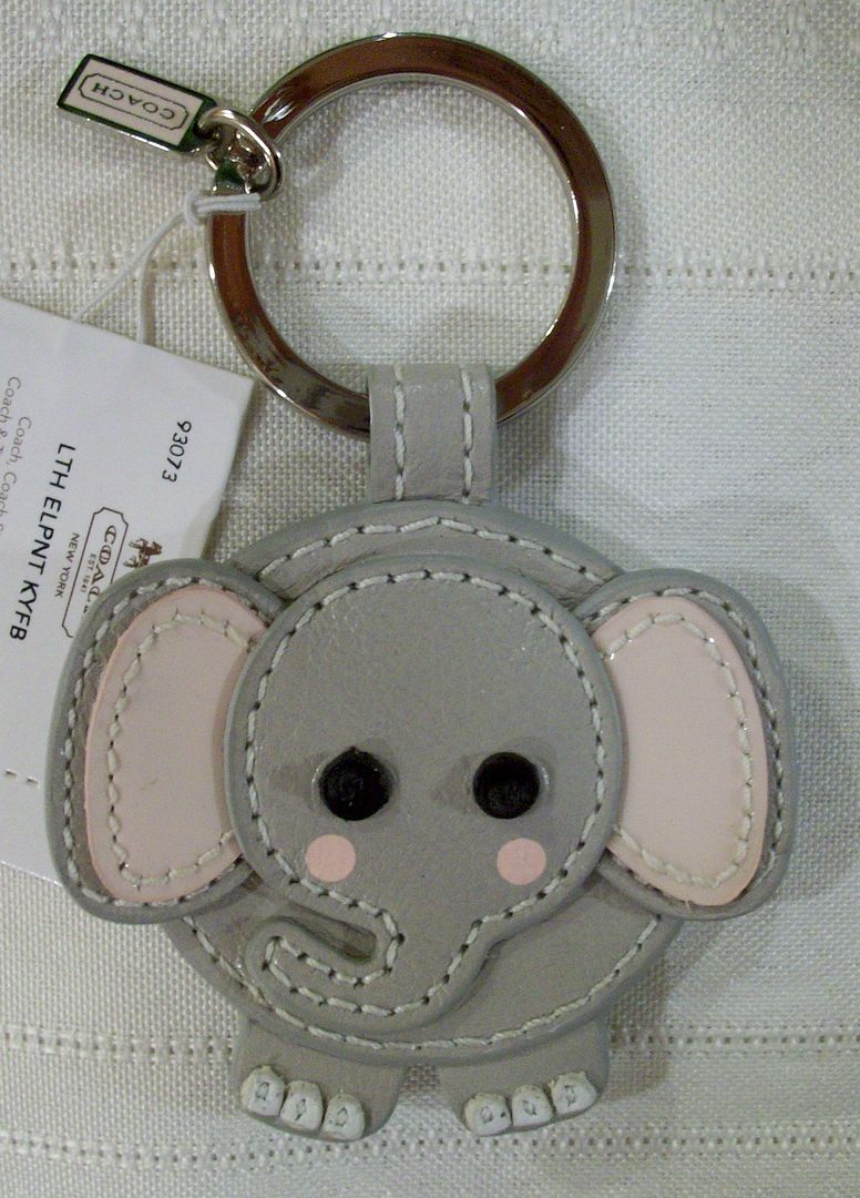 93073 leather elephant keychain key fob front