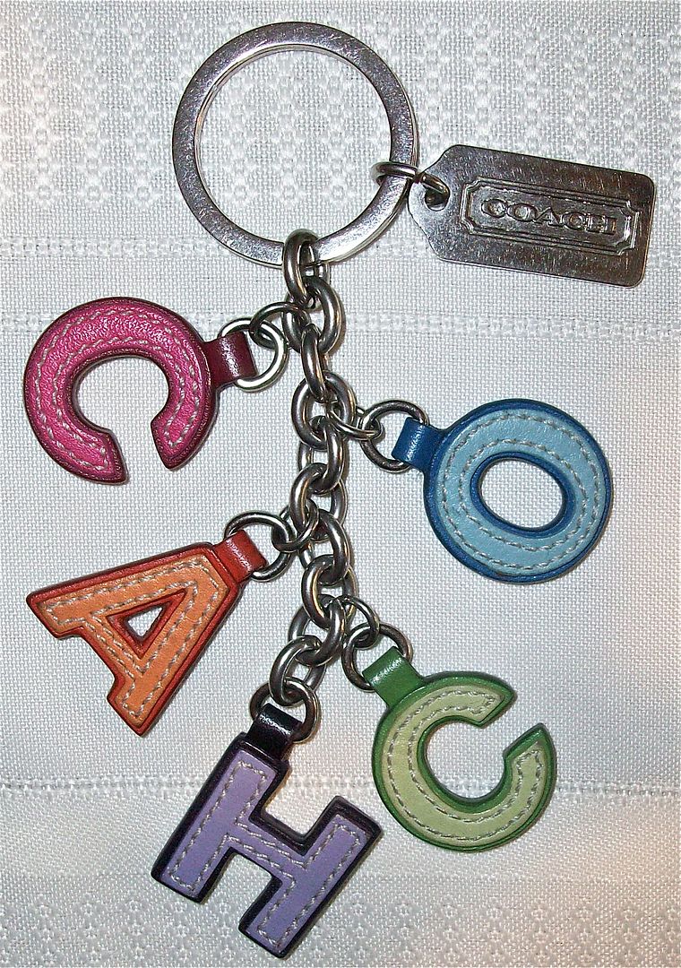 92010 c o a c h leather letter keychain fob front