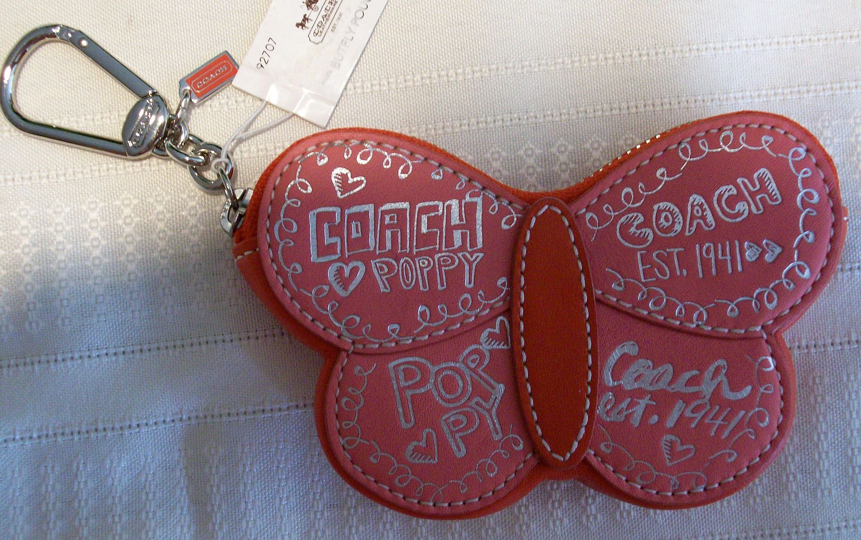 92707 poppy butterfly coin purse pouch key fob front