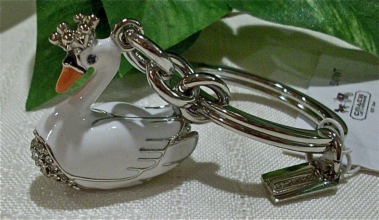 Coach 92778 crown swan keyfob keychain key fob left