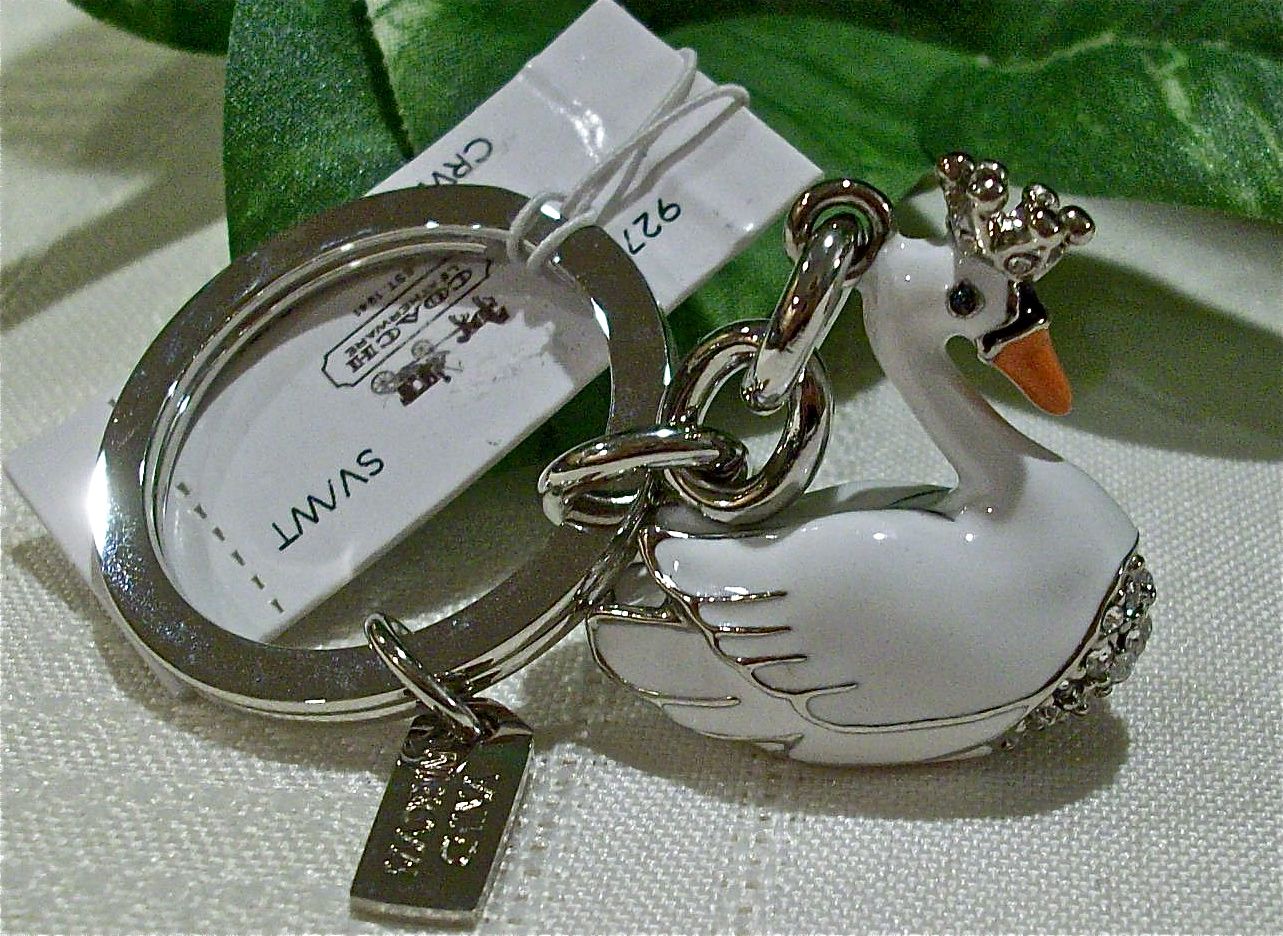 Coach 92778 crown swan keyfob keychain key fob right