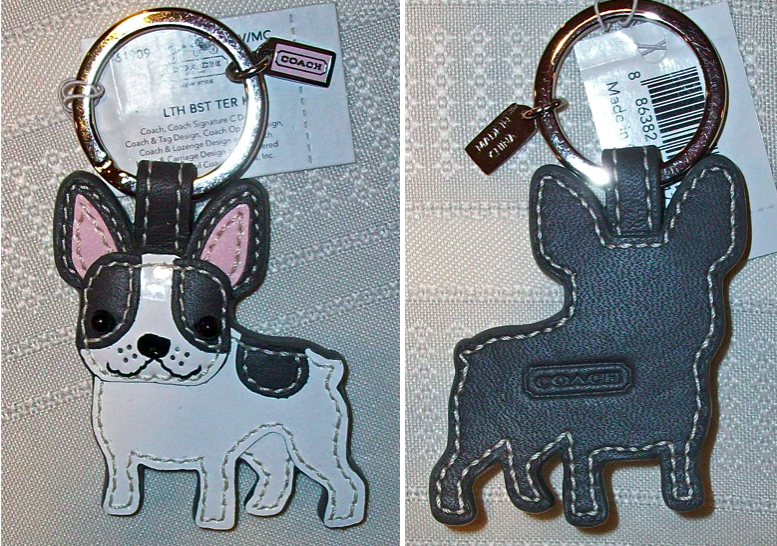 61909 leather boston terrier keychain key fob front-back 1