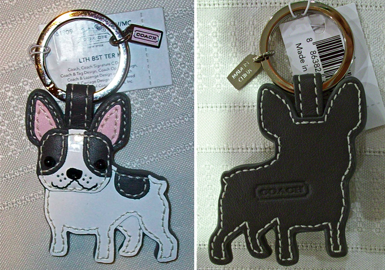 61909 leather boston terrier keychain key fob front-back 2