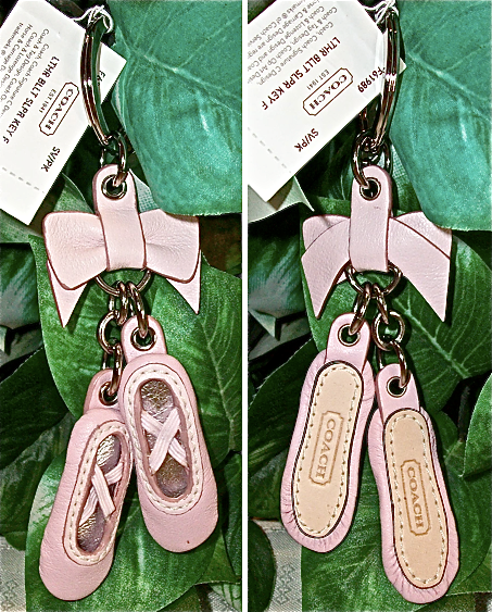 61989 leather ballet slipper key fob 2 pc