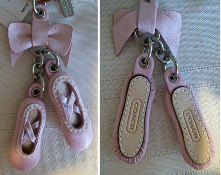 61989 leather ballet slipper key fob 2 pc