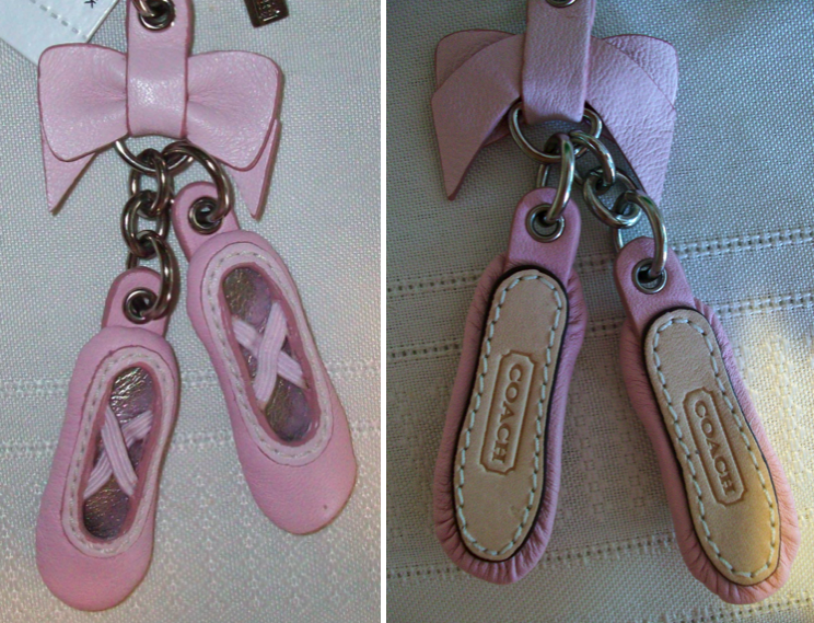 61989 leather ballet slipper key fob 2 pc