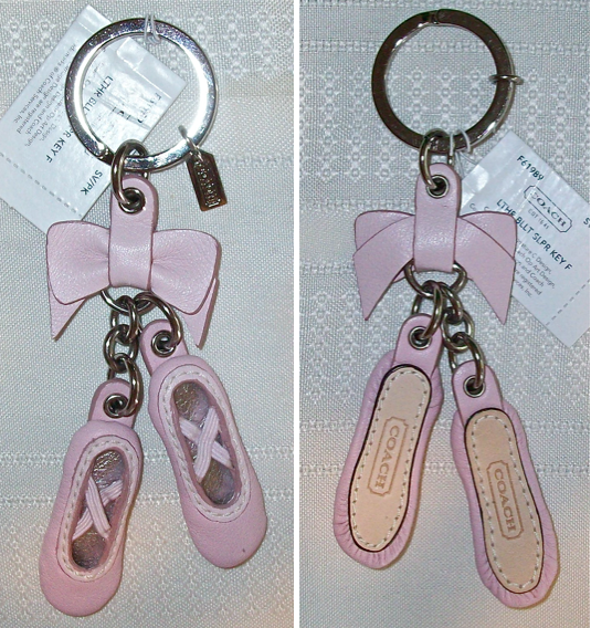 61989 leather ballet slipper key fob 2 pc