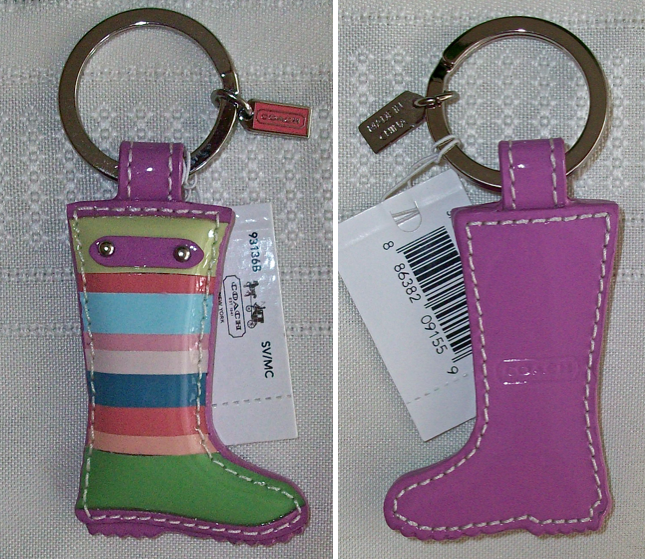 93136 leather stripe rainboot keychain fob 2 pc