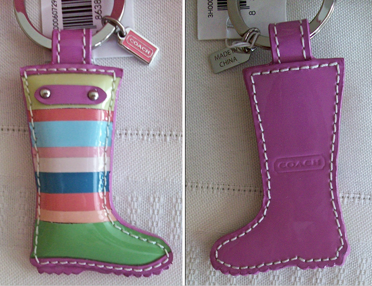 93136 leather stripe rainboot keychain fob 2 pc