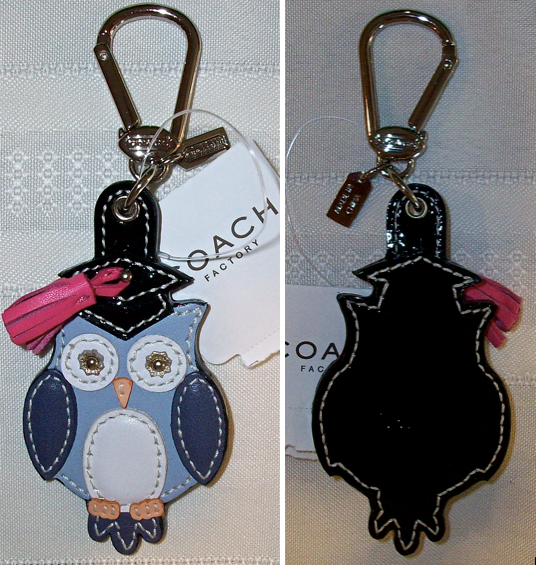 93164 leather graduation owl charm front-back