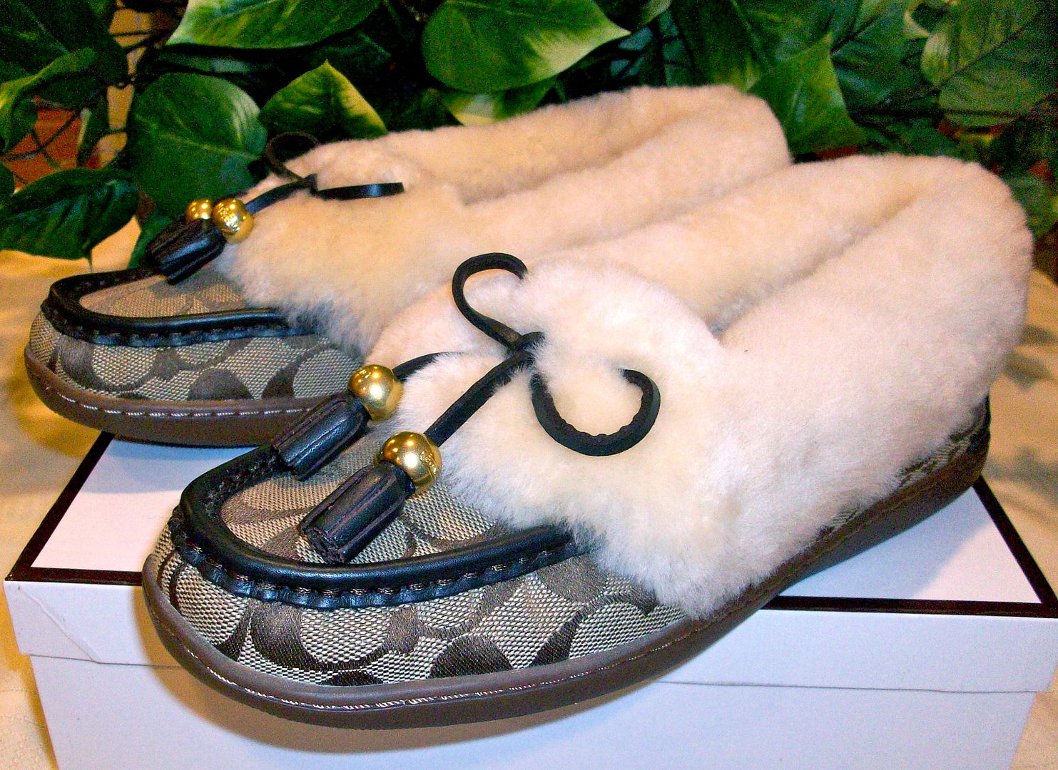 fiona signature shearling slippers khaki .75 left