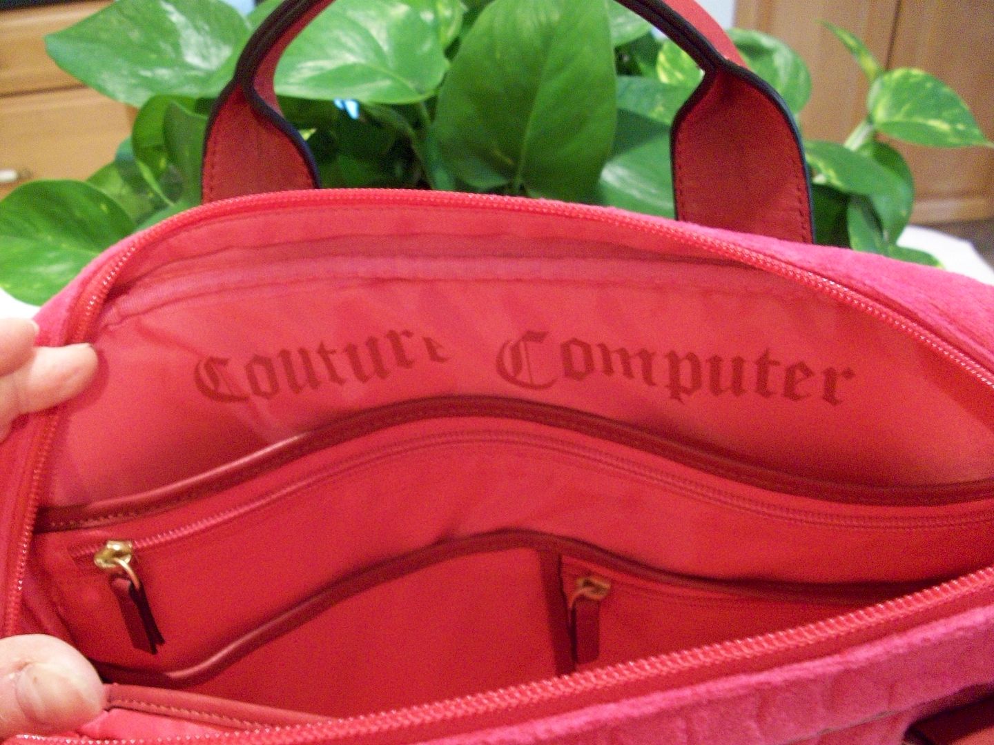 computer case pink velour open