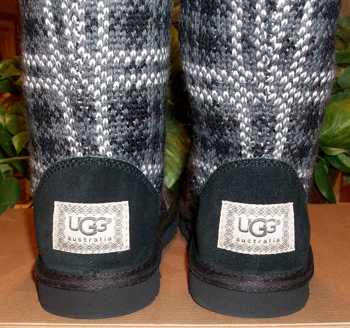 1877 plaid knit charcoal boots heels