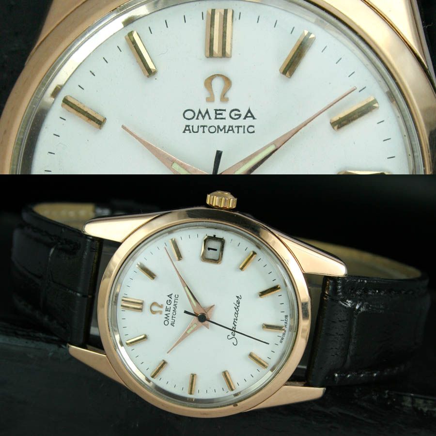 1961 Vintage SWISS OMEGA Seamaster Automatic Date Pink Gold Cap Mens ...