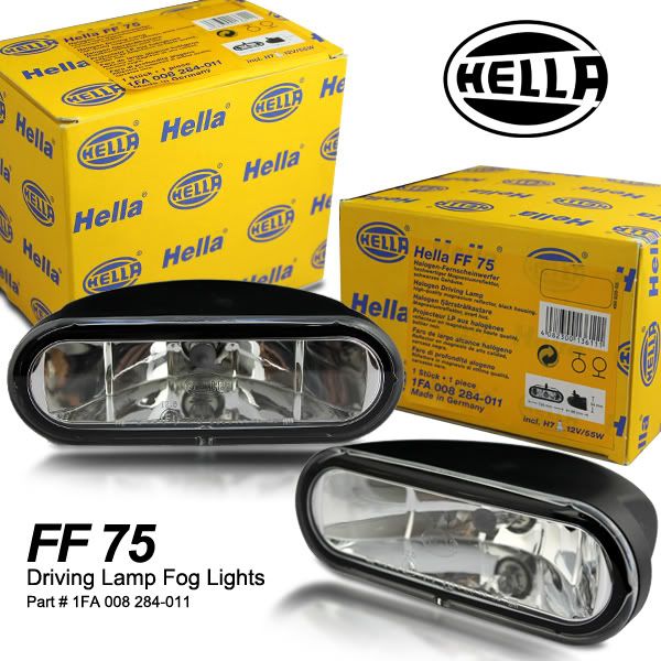 (Pair) HELLA FF 75 Rectangular Clear Lens 55W Driving Spot Lights Fog