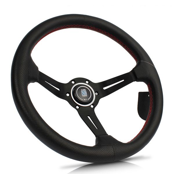 NARDI Torino 14" Black Spoke Leather Perforated Deep Dish Steering