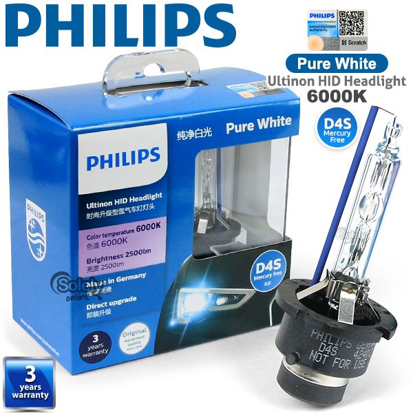 Pair Genuine Philips D4S Ultinon HID WX Xenon White Pair Car Headlight
