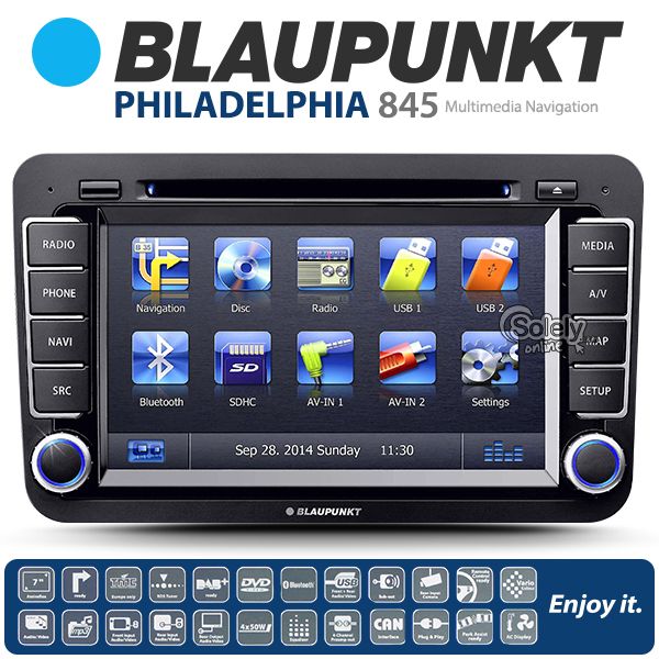 New Blaupunkt Philadelphia 845 7" Double DIN Car DVD Player GPS Ready