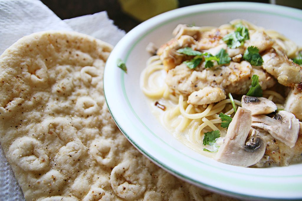 Creamy Lemon Chicken Noodles Recipe soymilk on a sunday