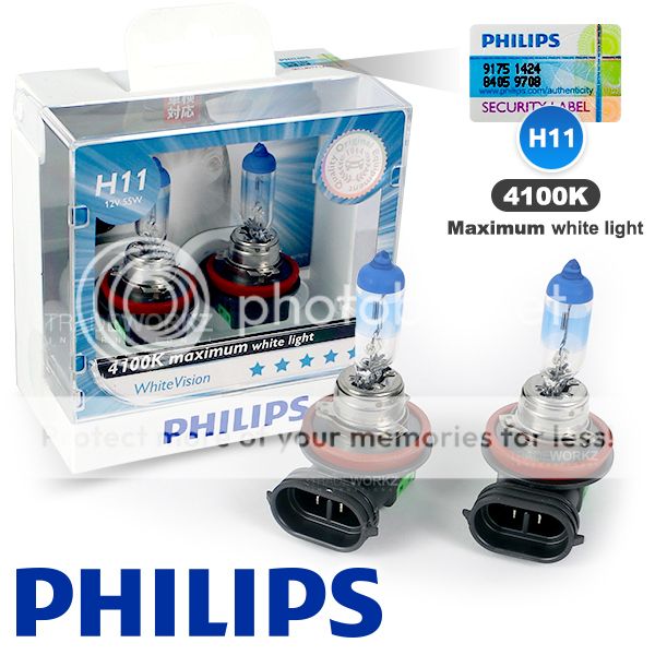 Genuine PHILIPS H11 White Vision Hi Lo Halogen Bulb 4100K 12V 55W Car Light Bulb eBay